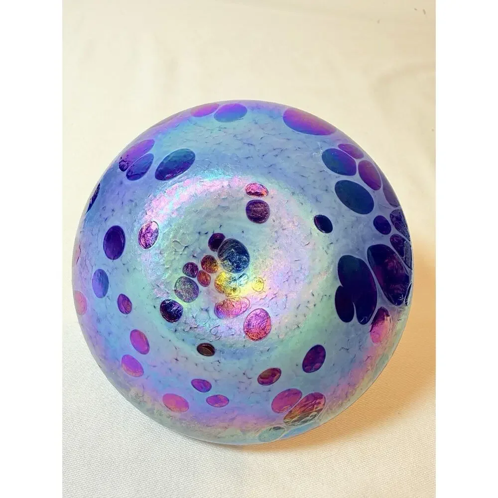 Iridescent Hand Blown Glass Blue & Purple Color Oil Lamp